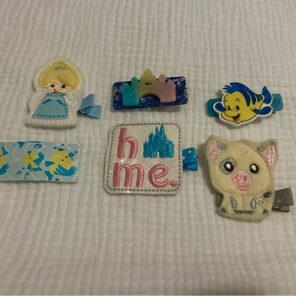Disney Cinderella Flounder Pua Hair Bow Barrette Lot